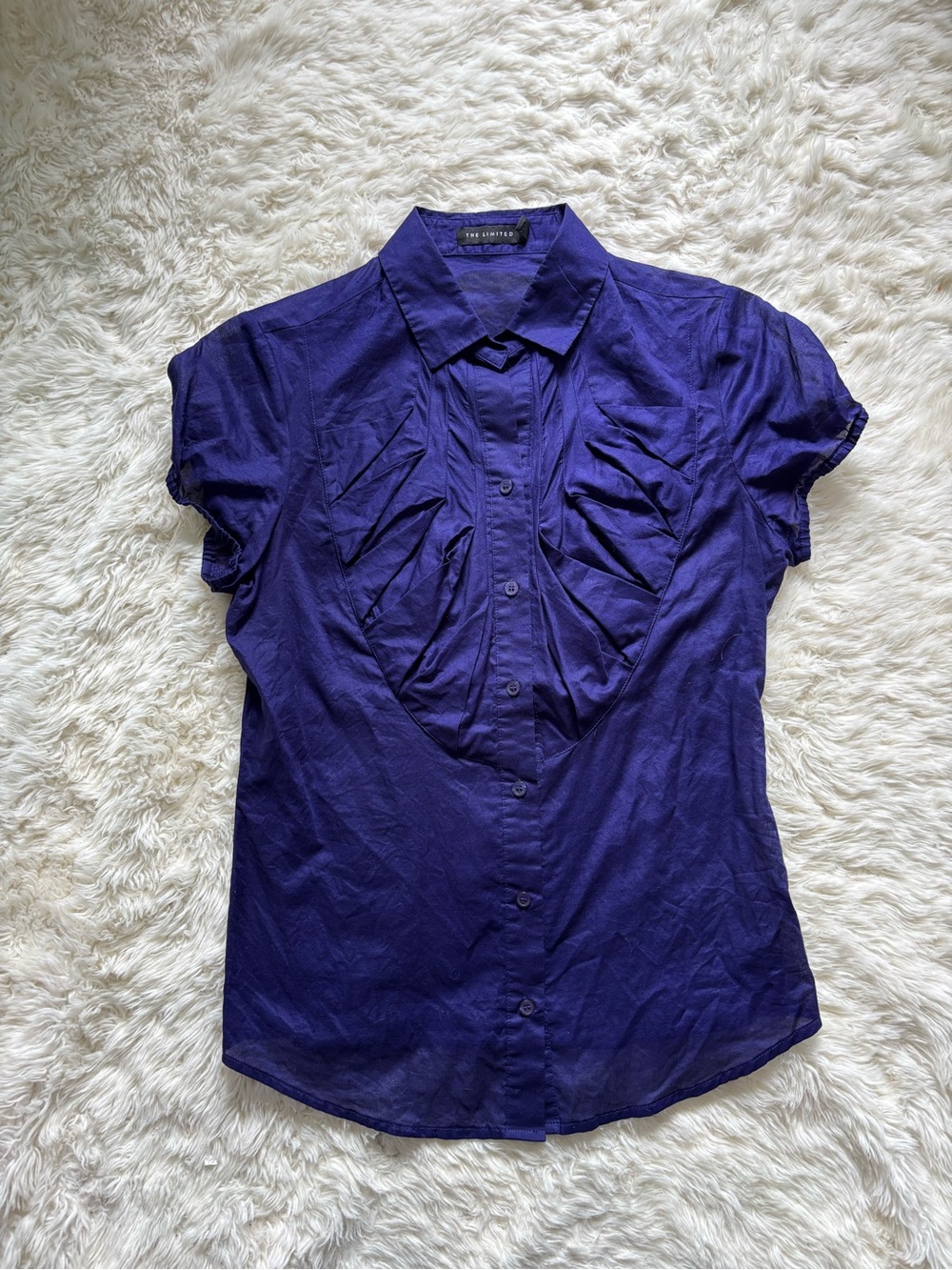 Short-Sleeve Pleated Front Blouse